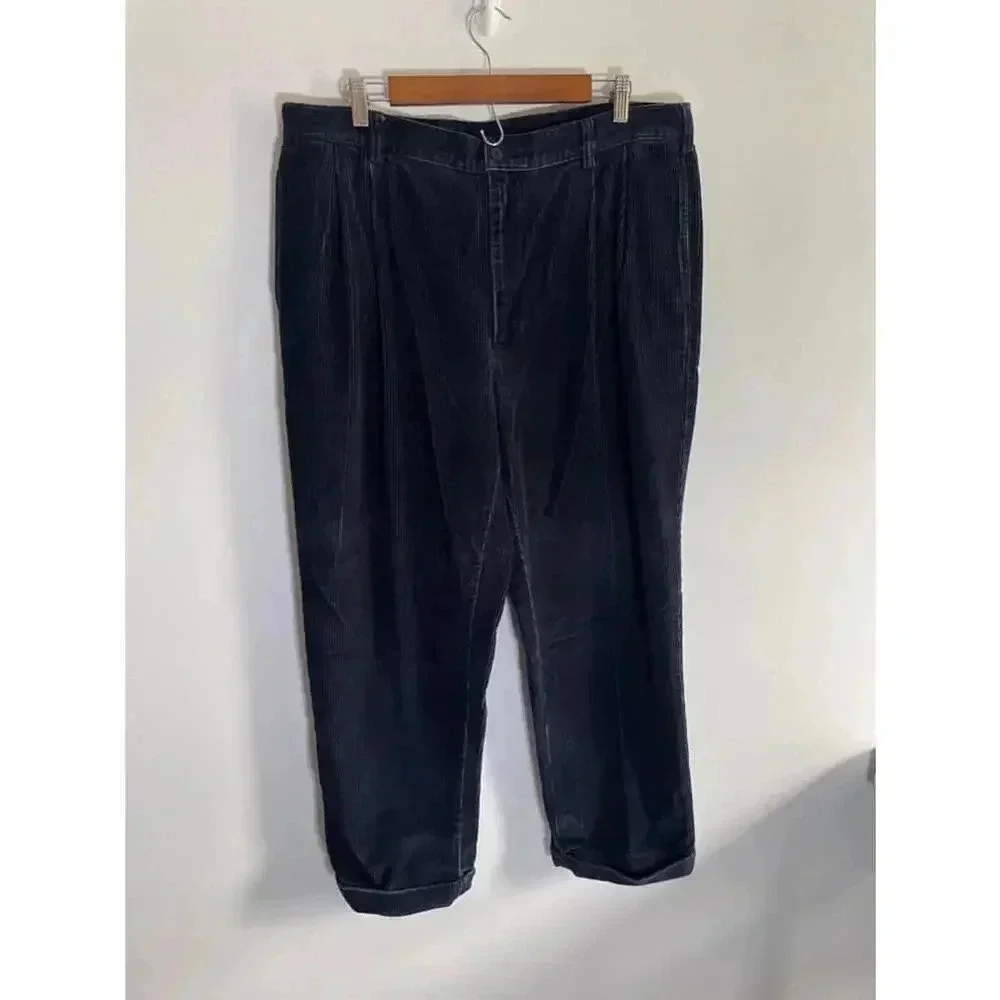 Men's Vintage 90’s Jospeh A Banks Blue Cords Corduroy 38Wx29L Cuffed Pleated 132